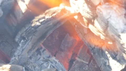 Close up view of red-hot coal. Stock Footage 106289897