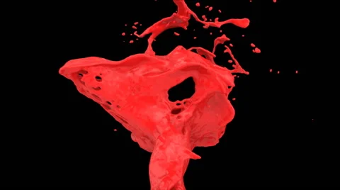 Close-up view of red paint splash in slow motion, isolated on black (FULL HD) 스톡 동영상 44186149