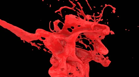 Close-up view of red paint splash in super slow motion, with alpha (FULL HD) Stock Footage 53782068