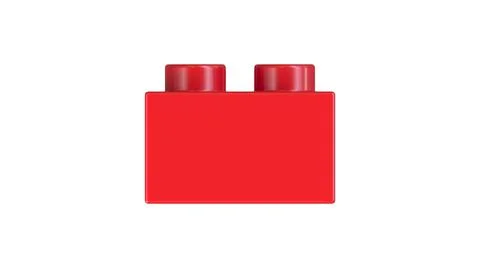 Close Up View of a Red Plastic Lego Block Isolated on a White Background. Stock Illustration