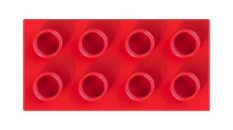 Close Up View of a Red Plastic Lego Block Isolated on a White Background. Stock Illustration