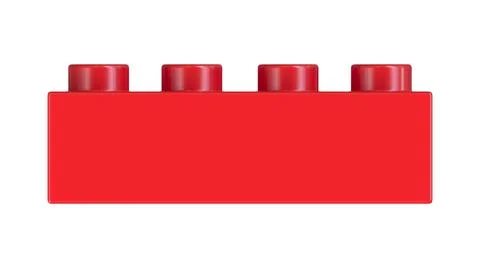 Close Up View of a Red Plastic Lego Block Isolated on a White Background. Stock Illustration