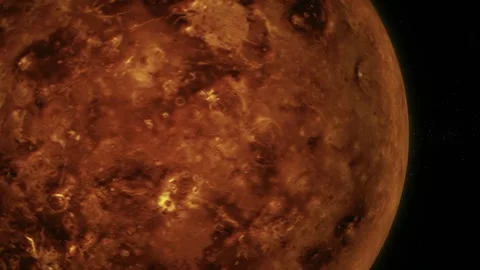 Close-up view of a red rocky planet in outer space with a dark background Stock Footage 340382928