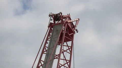Close up view of a red tower crane in London Stock Footage 60818479