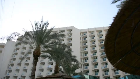 Close view on resort building from yard Stock Footage 163078225