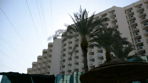 Close view on resort building from yard Stock Footage 163078264
