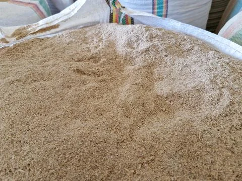 Close up view of rice in a sack Stock Photos