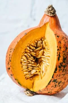 Close view ripe pumpkin white Stock Photos
