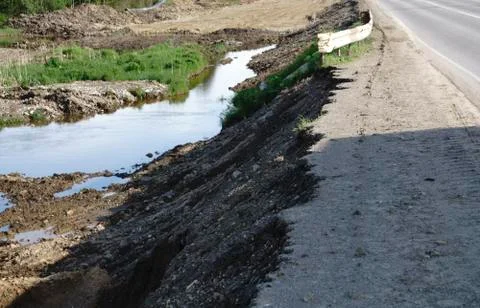 Close view on the road roller working on the new road construction site.repai Stock Photos
