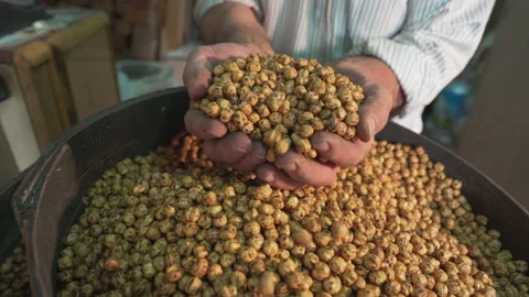 Close-up view of roasted chickpea in Corum. 4K Footage in Turkey Stock Footage 147125350