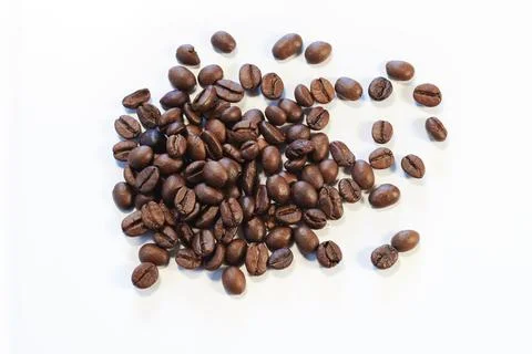 Close view of roasted coffee beans ready to be ground and infused Stock-Fotos