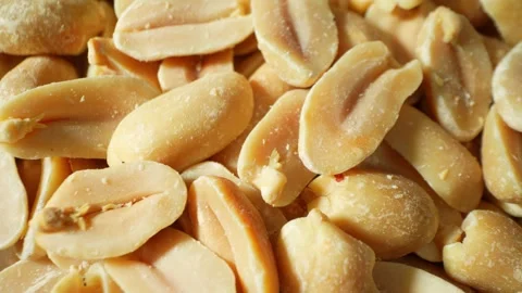 A close-up view of roasted peanuts. Stock Footage 275666246