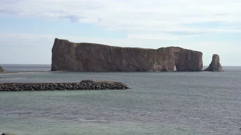 Close view of Rocher Perce Stock Footage 143165180