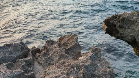 Close up view of rock formation and clear sea water Stock Footage 266798739