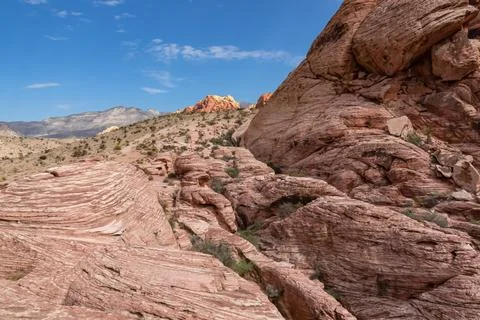 Close up view of rock formation of Aztec sandstone slickrock rock formation.. Stock Photos