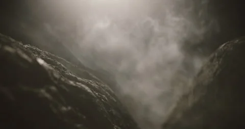 Close up view of rocks in the smoke, mountains at night Stock Footage 152986715