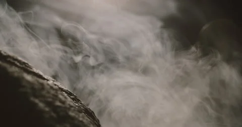 Close up view of rocks in the smoke, mountains at night Stock Footage 153172525