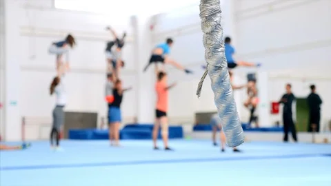 A close-up view of rope in acrobatic gym. Stock Footage 116868114