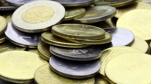 Close up view of rotating indian rupees coins (INR). Stock Footage 302992453