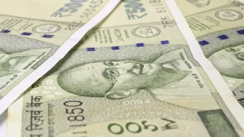 Close up view of rotating Indian rupees (INR), brand new notes. Stock Footage 306113915