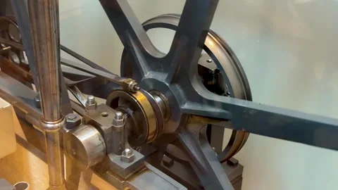 Close Up View of Rotating Victorian Steam Engine Model Gears Stock Footage 337520000