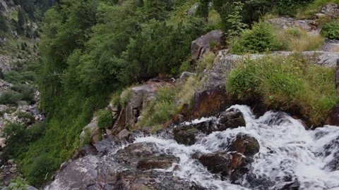 Close-up view of rushing water cascading over rocks at Elbe Waterfall in Kr.. Stock Footage 340457344