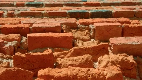 Close-up view of rustic red brick wall Stock Footage 301125820