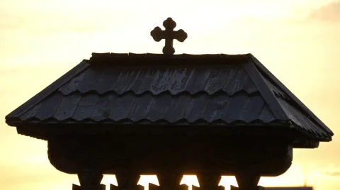 Close up view of a rustic roof seen at dusk in Alba Iulia Stock Footage 57517992