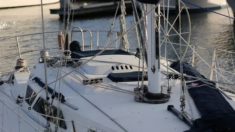 Close up view of the sailboat in the port. 스톡 동영상 115915696