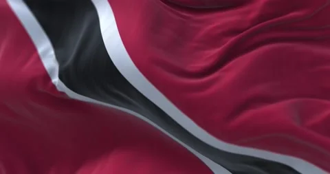 Close-up view of Saint Vincent and the Grenadines national flag waving Video stock 219484650