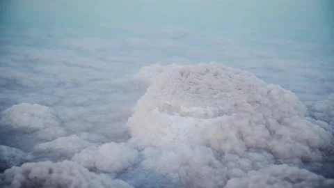 Close up view of salt that is in the Dead Sea, Israel Stock Footage 181650501