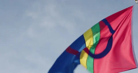 Close up view of the Sámi flag Video stock 220796028