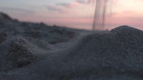 Close up view of sand on the beach at sunset Stock Footage 137198057