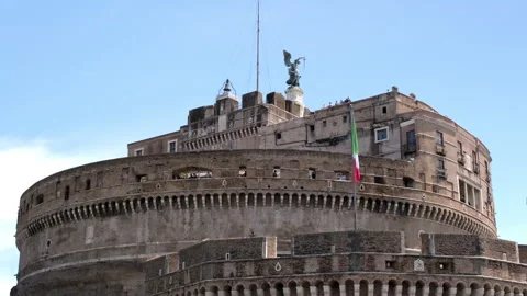 Close up view of Sant Angelo or saint angelo castle in Rome, Italy Video stock 243982916