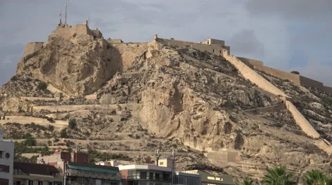 Close up view of Santa Barbara Castle Stock Footage 44346949