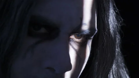Close-up view of the satanist.  Vídeo Stock 227537657