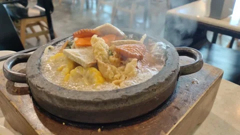 Close-up view of the sauna mee with various types of vegetables. Stock Footage 239503990