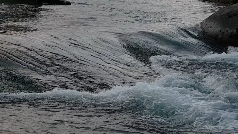 Close up view of Sava river flowing in Tacen, Slovenia Stock Footage 150733775