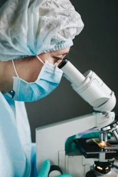 Close up view of scientist eye Stock Photos