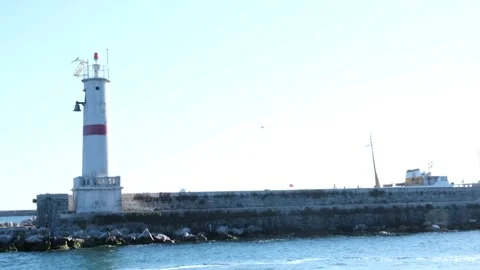 Close up of a view of the sea tower from the ferry in İstanbul Turkey Stock Footage 167376456