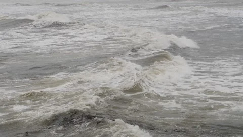 Close view of sea waves, Sea waves containing white foam Video stock 191446653