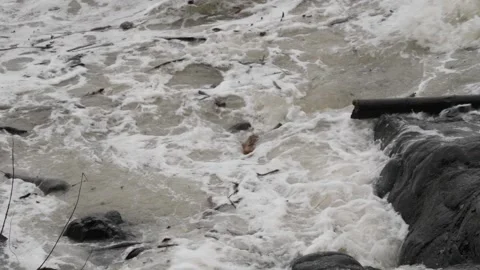 Close up view of sea waves striking large rocks Stock-Footage 191368527