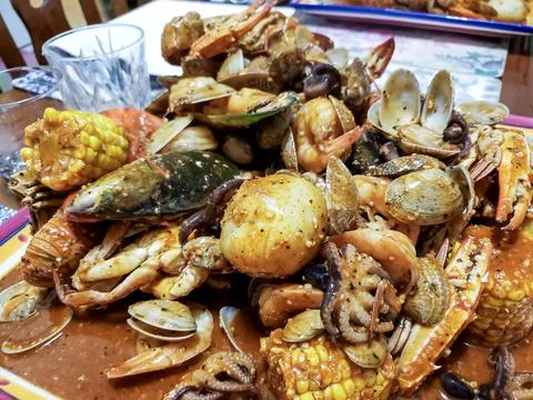 Close-up view of a seafood platter Stock Photos