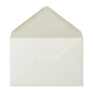 A close-up view of a sealed white envelope with a flap Illustrazione stock