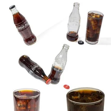 Close up view of seamless pattern of Coca Cola, isolated on white background. Foto stock