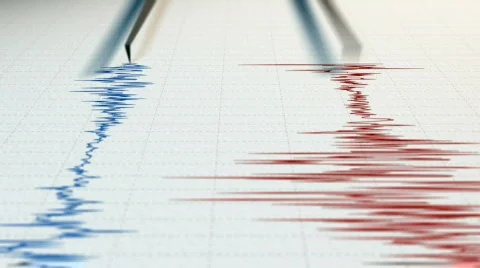Close view of a seismograph with two arrows. Stock Footage 874530