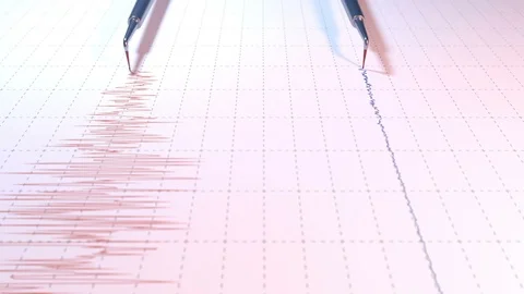 Close View Of A Seismograph With Two Arrows. Stock Footage 90007841