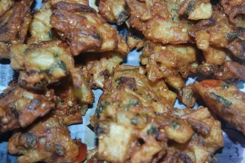 Close-up view with selective focus of crispy basin pakora/pakoda or patties Stock Photos