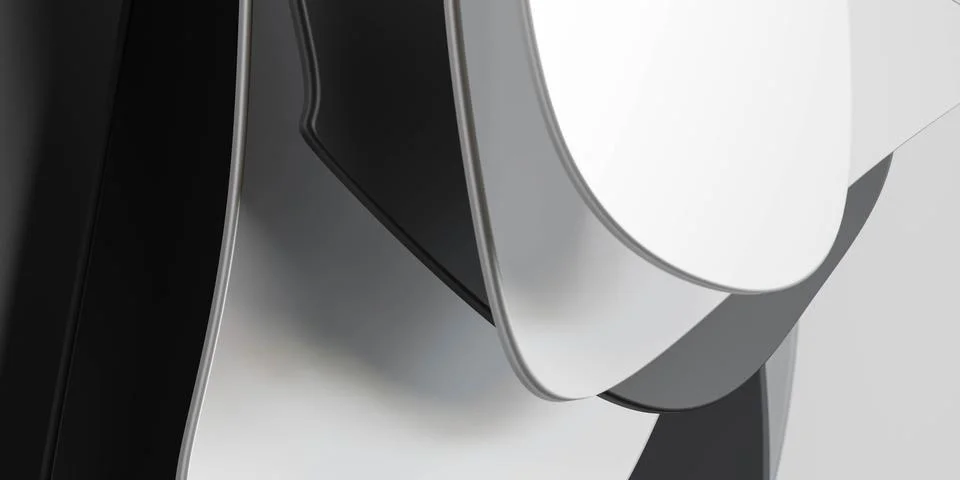 A Close-Up View of a several geometric objects 3d render illustration Stock Illustration