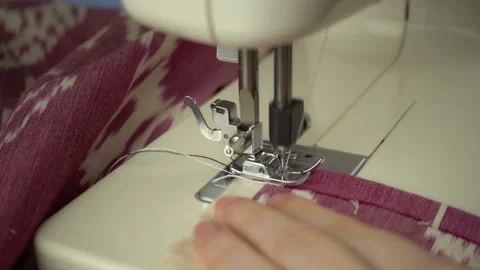Close up view of sewing process in slow motion Stock Footage 100131880